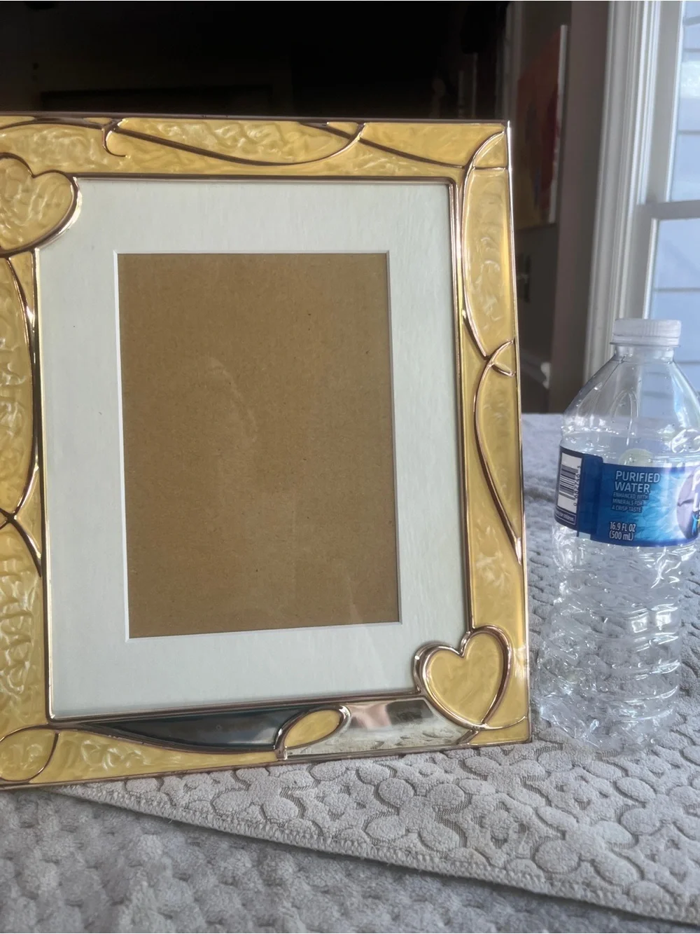 Yellow Heart Accent Picture 12”x10” Frame -  for 7”x5” Photo Display